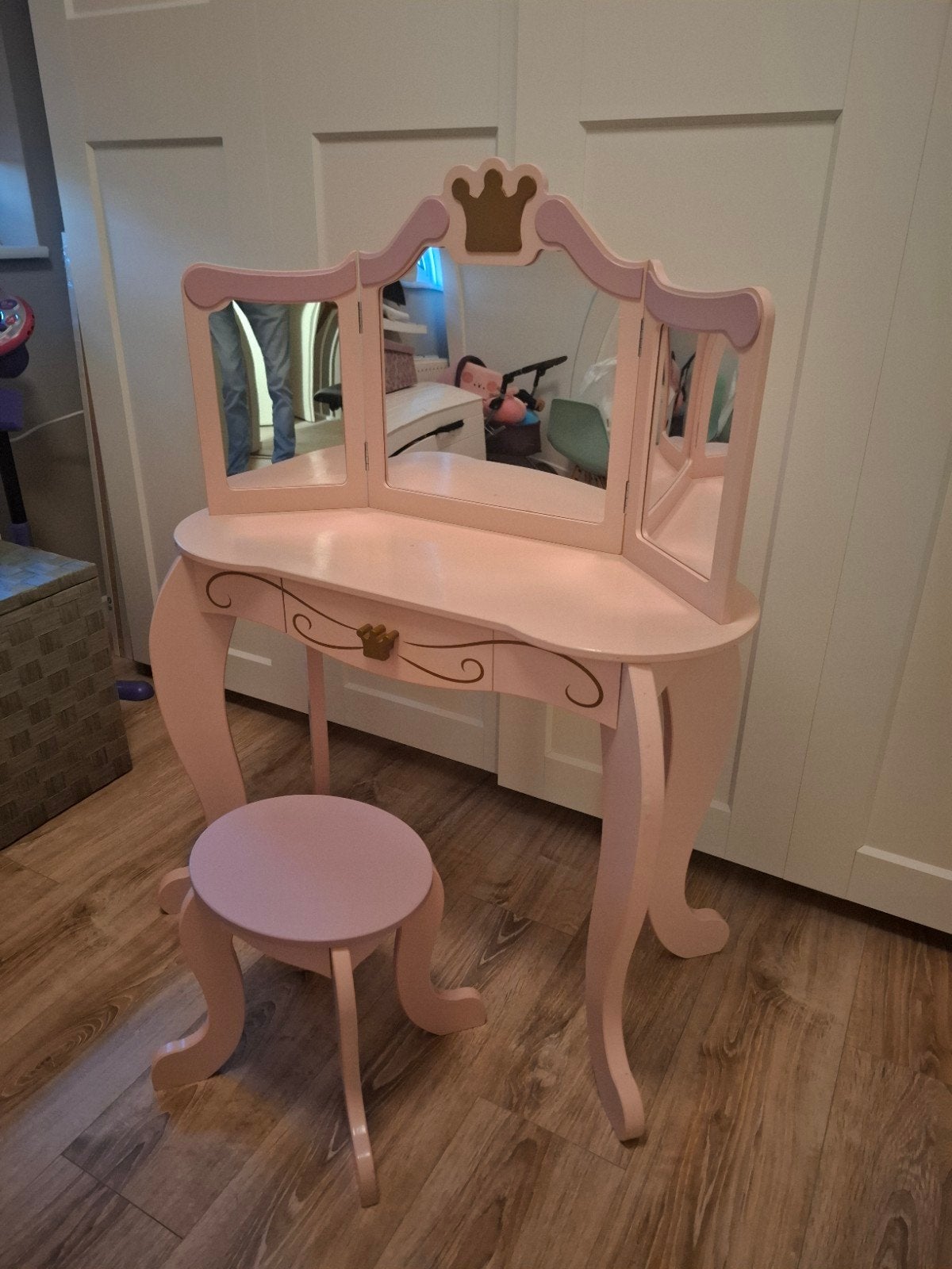 Roze kaptafel met krukje voor kinderen, Kinderen en Baby's, Kinderkamer | Tafels en Stoelen, Ophalen, Gebruikt, Tafel(s) en Stoel(en)