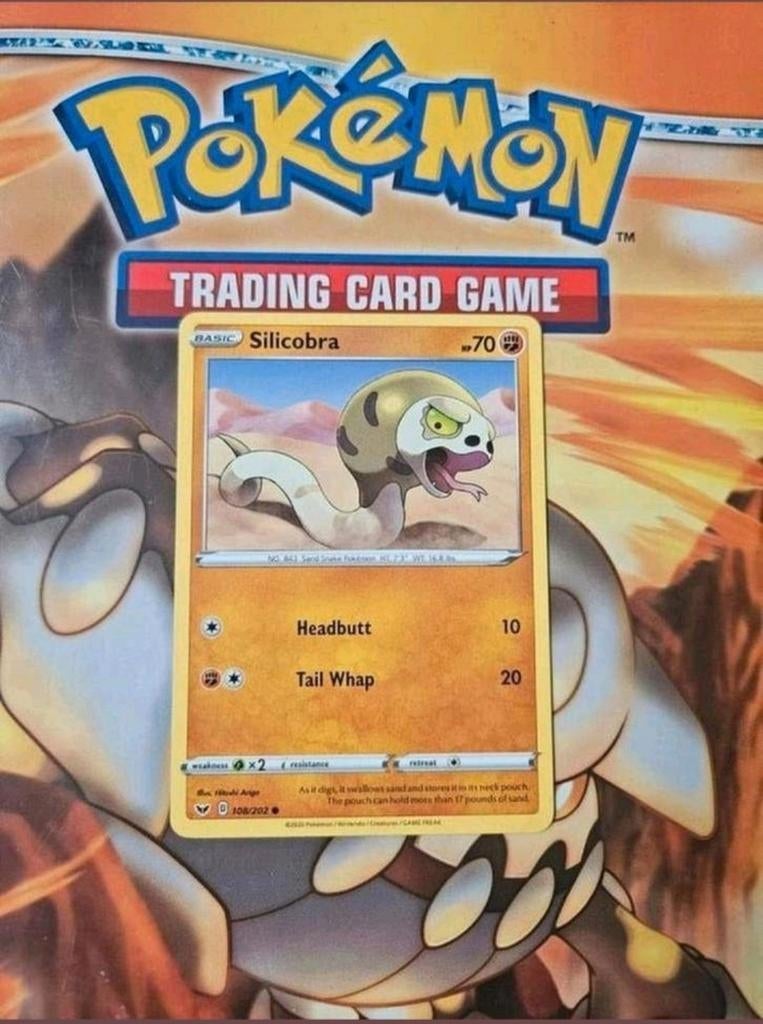 Silicobra 108/202 Sword&Shield base set pokemon kaart nm, Ophalen of Verzenden, Zo goed als nieuw, Losse kaart