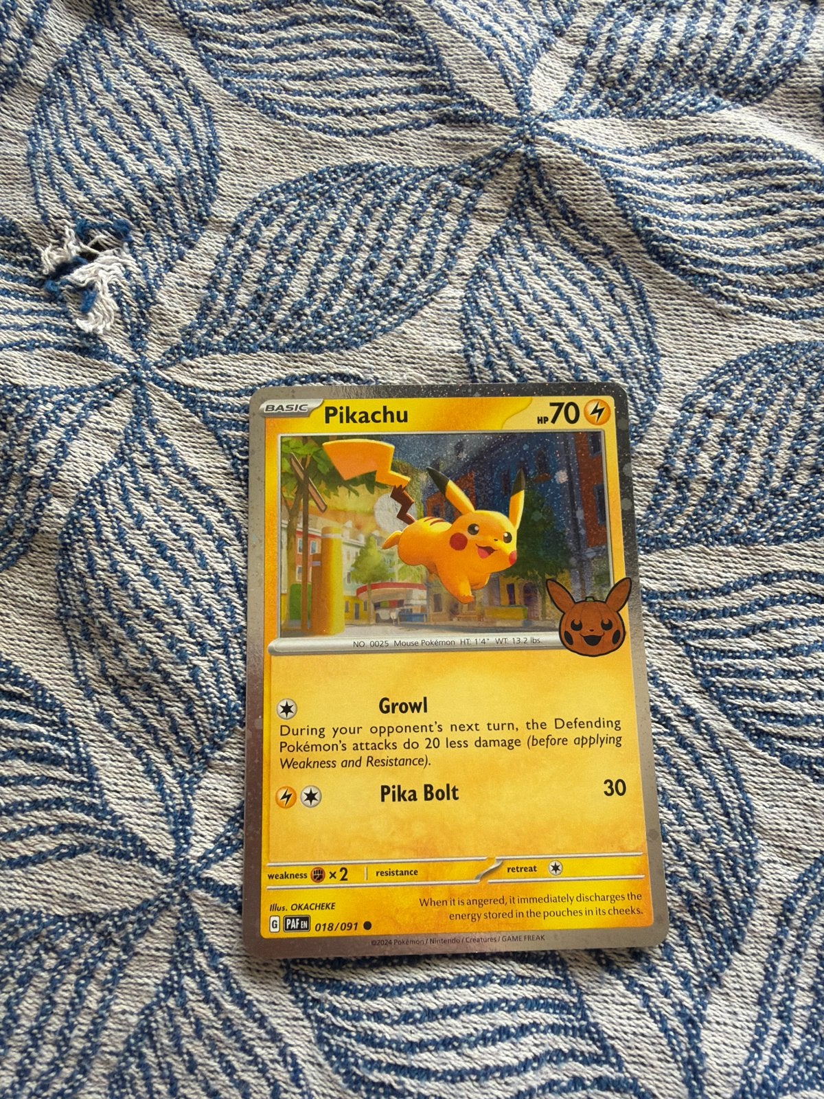 Pikachu Pokémon Kaart 018/091 - Basic HP70, Ophalen of Verzenden, Gebruikt, Losse kaart