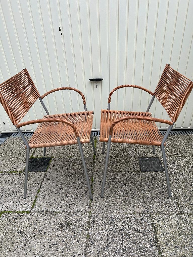 2 stoel stoelen Bonacina Miss B design leer vintage, Gebruikt, Bruin, Leer, Ophalen of Verzenden
