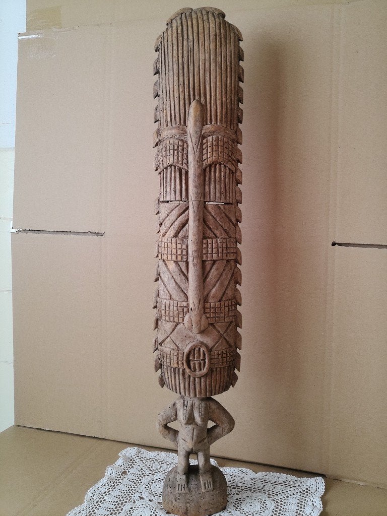 Afrikaans beeld vruchtbaarheidsbeeld 77cm Igbo Nigeria ?, Antiek en Kunst, Hout, Bruin, Afrika, Ophalen of Verzenden