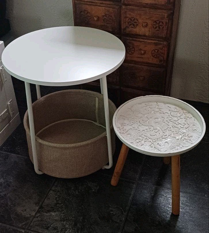 2 boho tafeltjes, Ophalen, Rond, Minder dan 55 cm, 45 tot 60 cm
