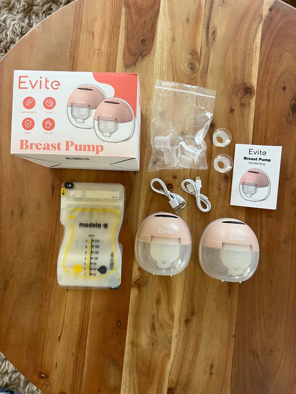 Evite Handsfree Borstkolf Slim Duo + koeltas, Ophalen, Zo goed als nieuw