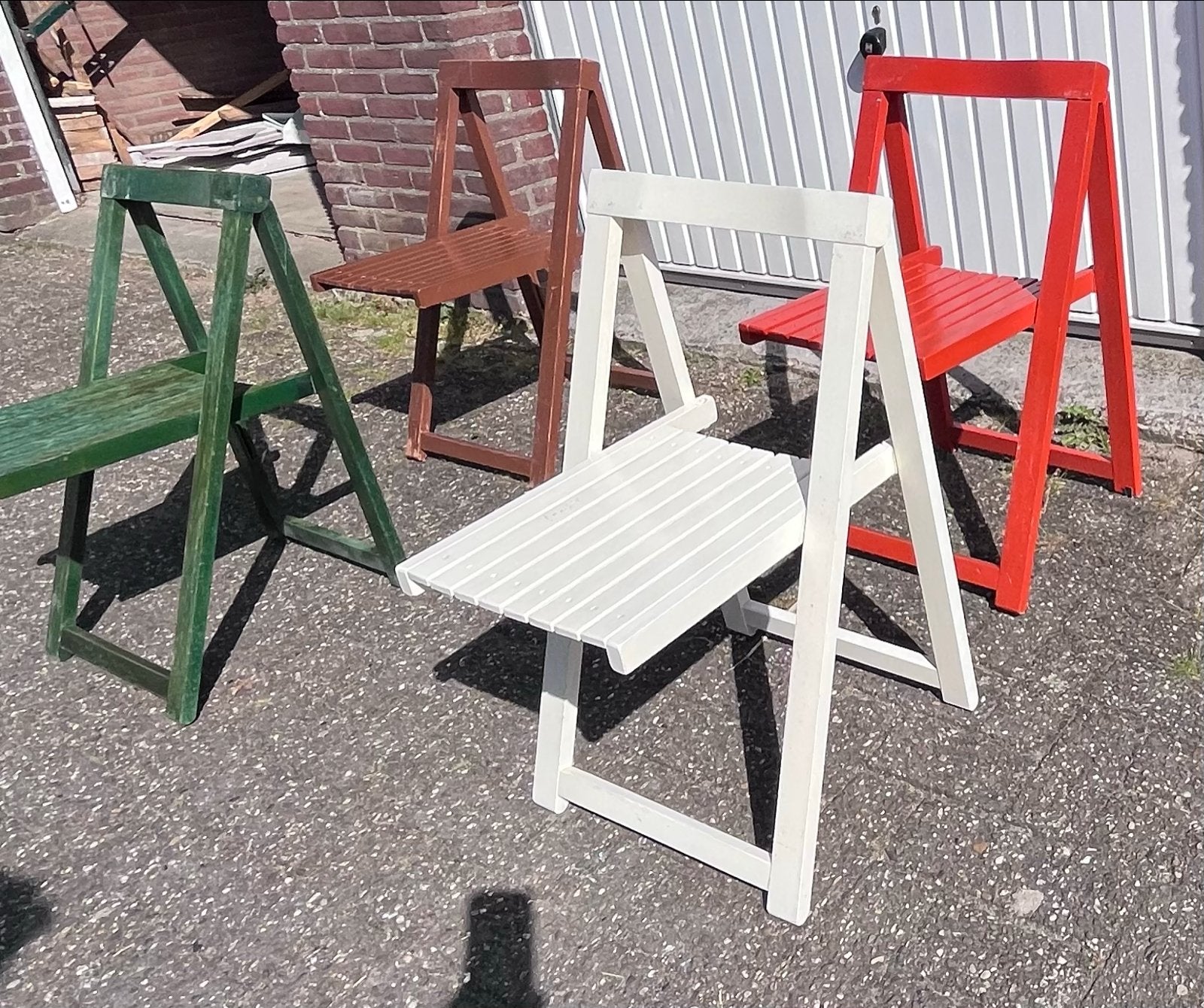 Set van 4  'Trieste' - Aldo Jacober klapstoelen, Huis en Inrichting, Stoelen, Ophalen, Gebruikt
