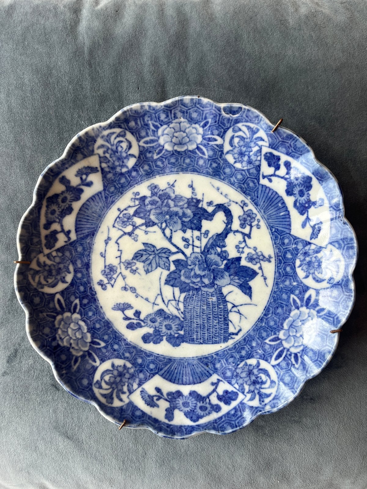 Antiek Japans Imari porseleinen wandbord, Ophalen of Verzenden