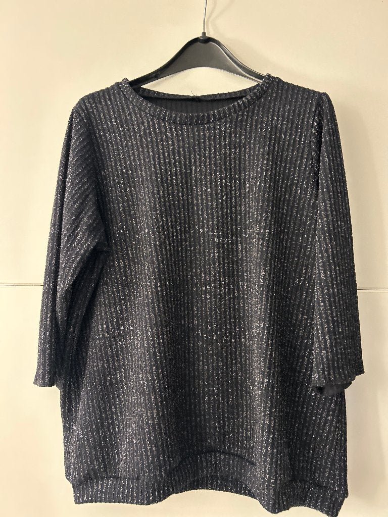 Zwart trui met glitterdraad, Ophalen of Verzenden, Zo goed als nieuw, Maat 46/48 (XL) of groter, Zwart