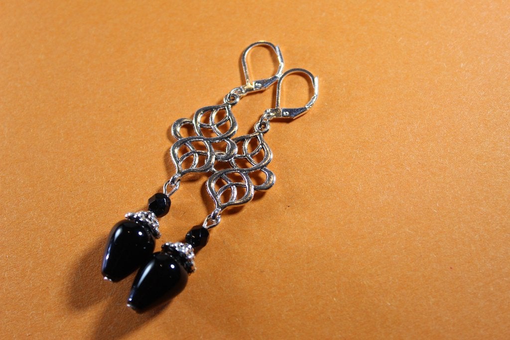 Elegante Onyx Oorbellen - met Zwarte Stenen, Sieraden, Tassen en Uiterlijk, Overige materialen, Hangers, Zwart, Ophalen of Verzenden