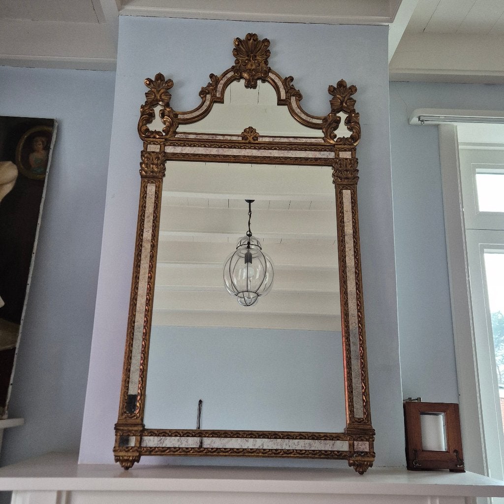 125hx65br Ranke schouwspiegel goudkleurige ornamenten, Ophalen, 100 tot 150 cm, Zo goed als nieuw, Overige vormen