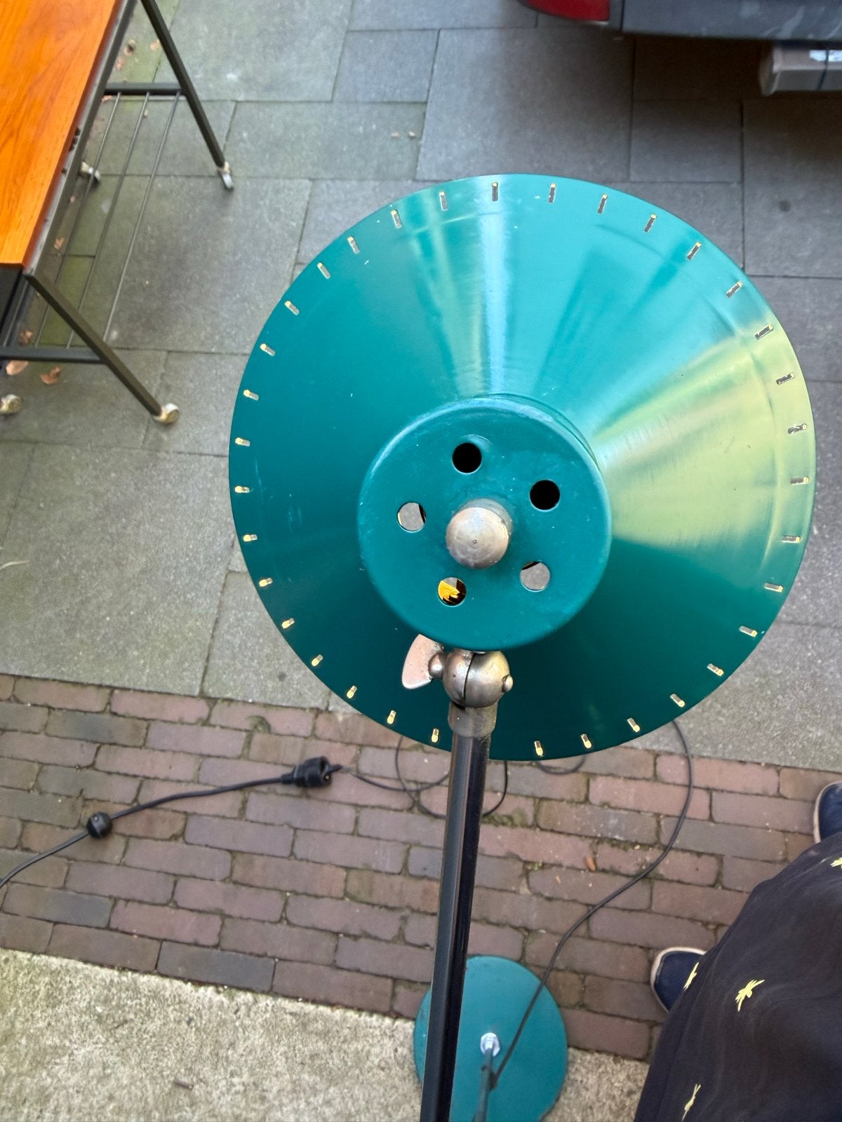 Vintage J.J.M. Hoogervorst vloerlamp - groen metaal, Sixties midcentury, Gebruikt, Gijpsvintage, Metaal