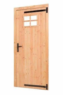 Enkele deur met klein raam 100 x 205 cm uitverkoop op is op, Tuin en Terras, Palen, Balken en Planken, Nieuw, Overige typen, 180 tot 250 cm