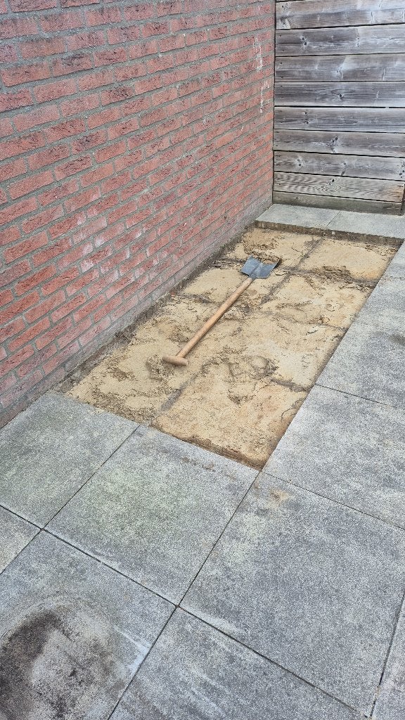 Gratis 16 Terrastegels 50x50, Tuin en Terras, Tegels en Klinkers, Ophalen, Gebruikt, Beton, Terrastegels