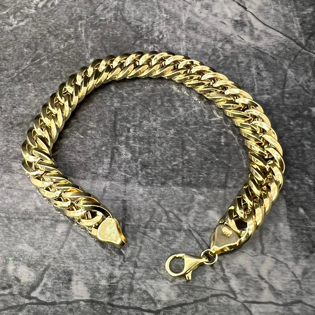 14 karaats gouden armband cuban gourmet schakel, Ophalen of Verzenden, Zo goed als nieuw, Goud