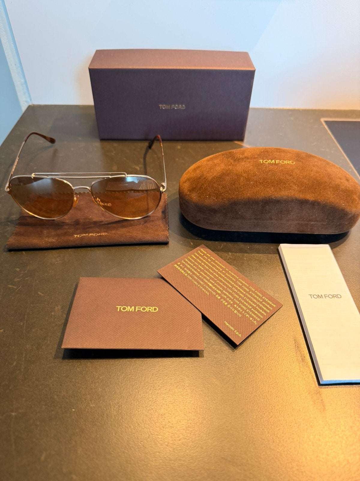 Tom Ford Indiana Zonnebril TF497 28Z, Overige merken, Zonnebril, Bruin, Ophalen of Verzenden