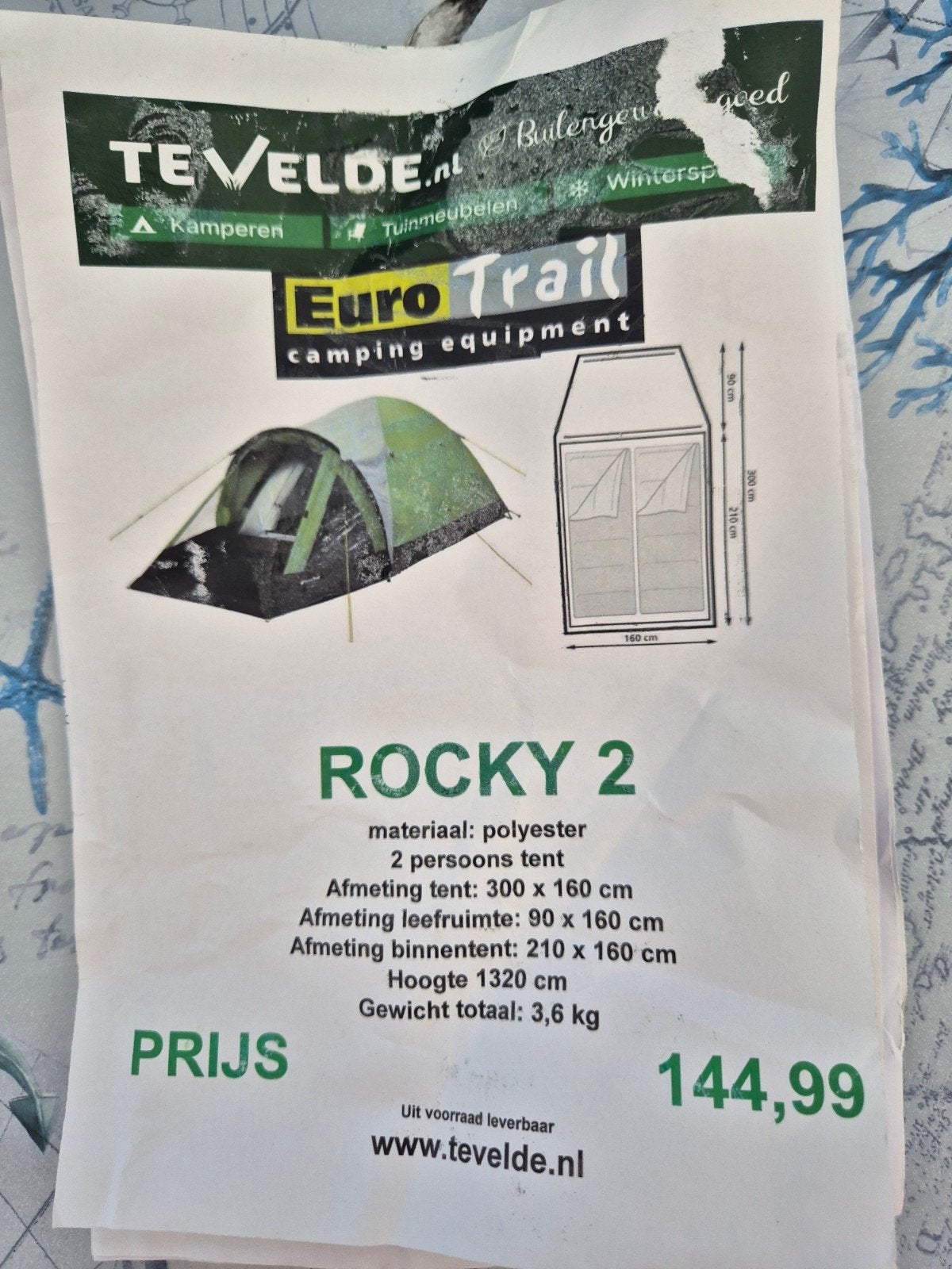 Euro Trail Rocky 2 - 2-persoons tent, Ophalen of Verzenden