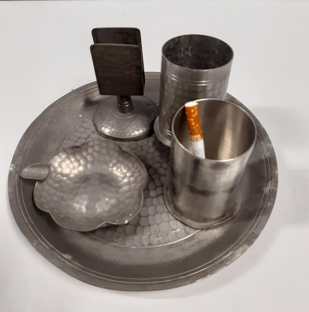 Tinnen rookstel, Antiek en Kunst, Antiek | Tin, Ophalen of Verzenden