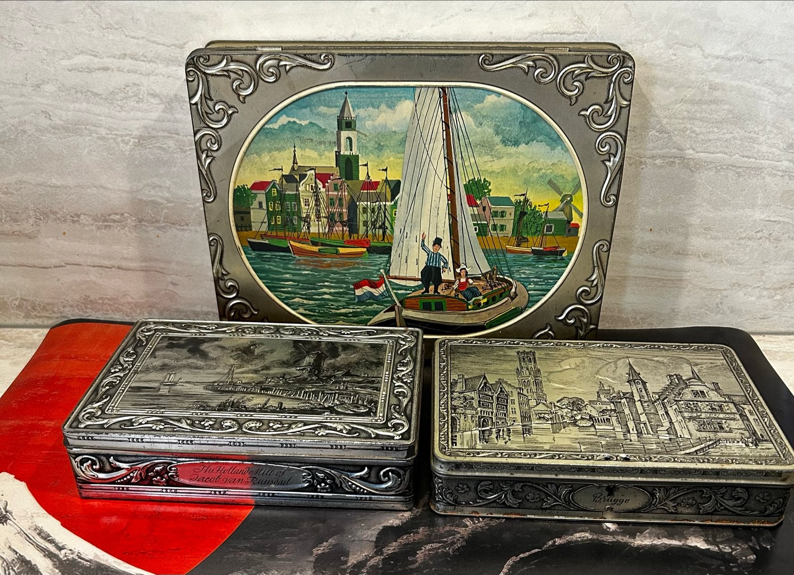 Set van 3 Vintage Nederlandse Koekblikken, Antiek en Kunst, Verzenden