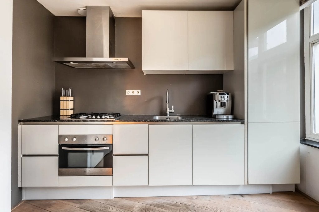Complete compacte keuken incl apparatuur, Ophalen, Wit, Graniet of Steen, Zo goed als nieuw