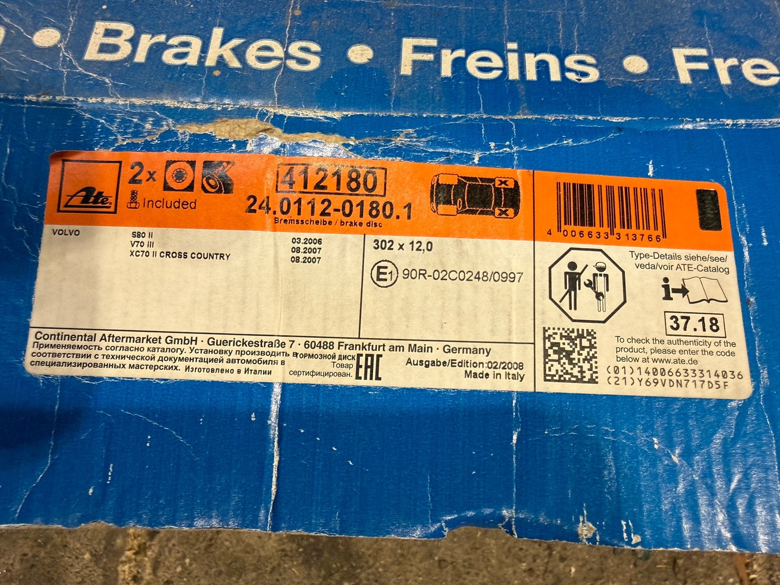 ATE Remschijven  Volvo, Ophalen of Verzenden, Nieuw, Volvo