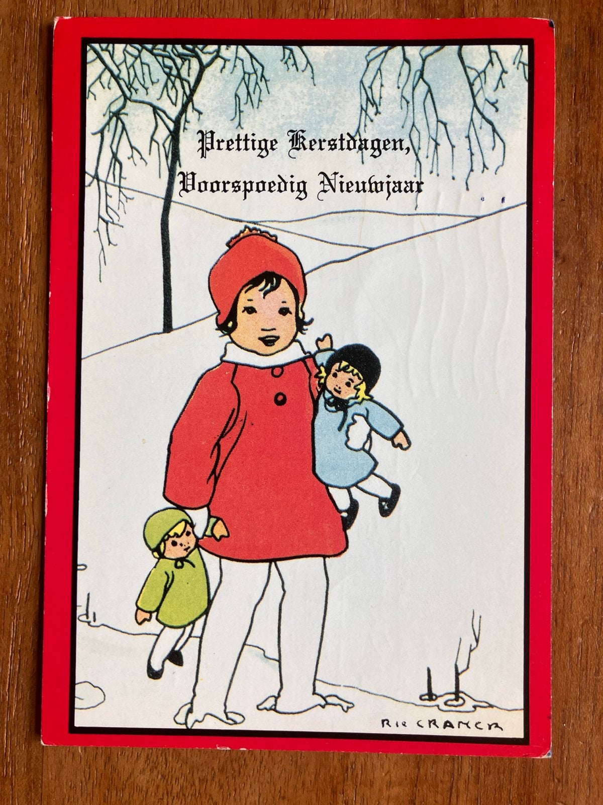 Rie Cramer. Meisje met poppen in de winter. 1976., Ophalen of Verzenden, 1960 tot 1980, Gelopen, Kinderen