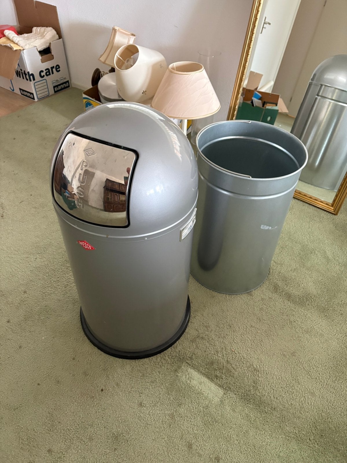 Wesco Pushboy afvalbak met een inhoud van 50 liter., Ophalen, 50 – 75, Gebruikt, Metaal