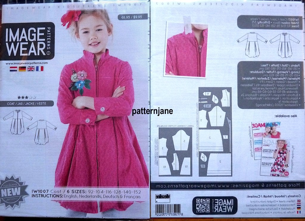 patroon van meisjes-jurk - image wear maat 92 t/m 152 iw1007, Overige merken, Overige typen, Kind, Verzenden