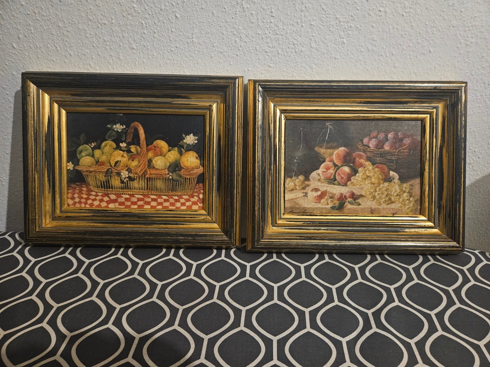 2 Schilderijtjes met fruit afdrukken 26x22 cm, Ophalen, Ingelijst, Print, Stilleven