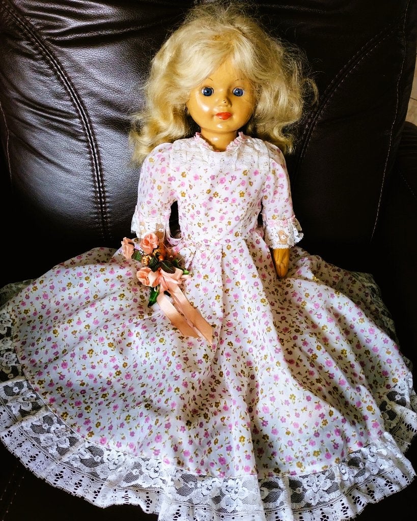 Oude pop Roept mamma 55cm, Ophalen of Verzenden, Pop
