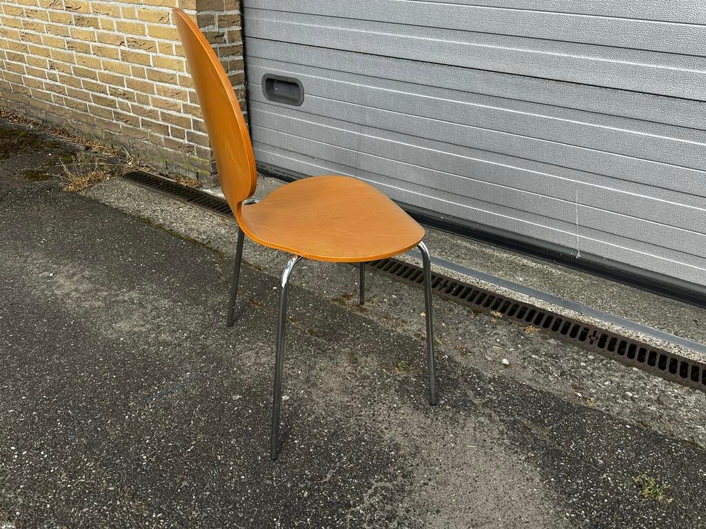 Houten vlinder kantinestoel, Ophalen, Gebruikt, Bruin, .