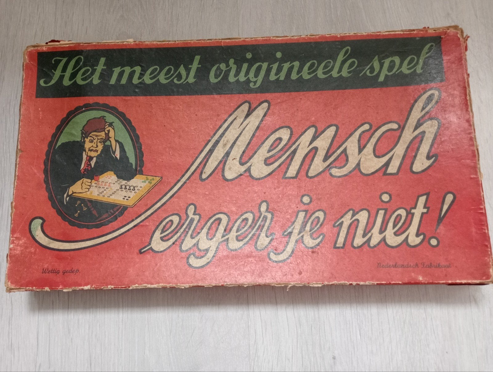 Antiek bordspel Mensch erger je niet jaren 20 - 40, Drie of vier spelers, Ophalen of Verzenden, Gebruikt