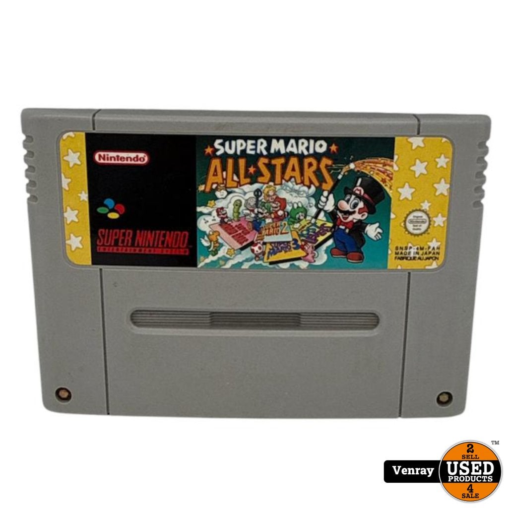 Super Nintendo Game: Super Mario All Stars | Losse Game, Nintendo, Gebruikt, Support@nintendo.com, 11-1 Hokotate-cho, Kamitoba, Minami-ku
Kyoto 601-8501
Japan