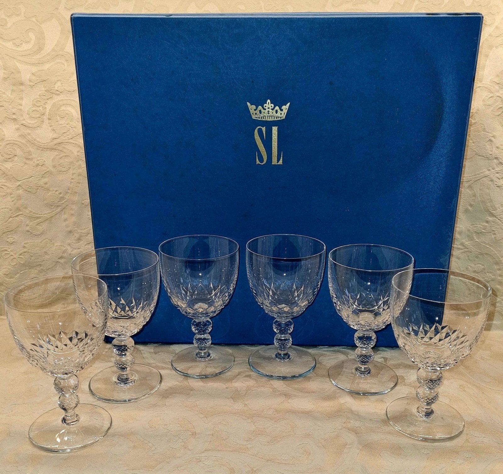 6 KRISTALLEN ORLY SAINT LOUIS RODE WIJNGLAZEN, ZELDZAAM!, Ophalen