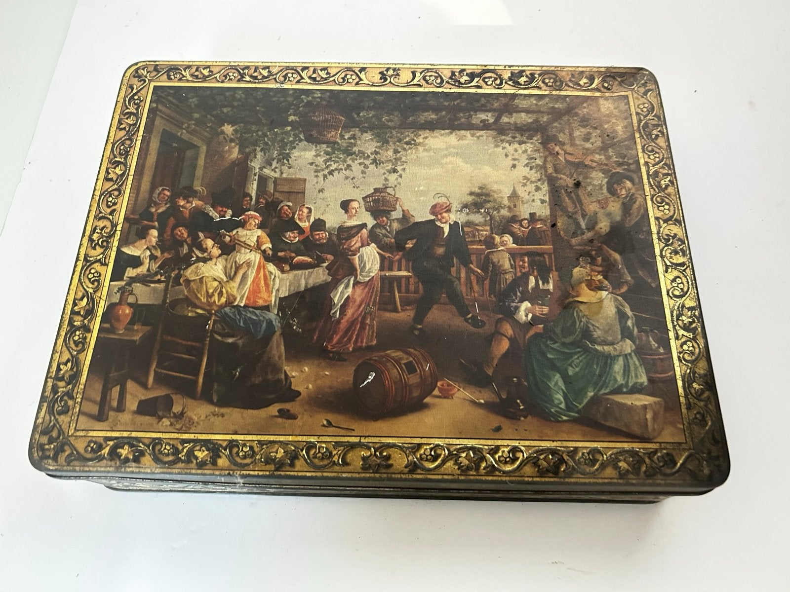 Vintage Jan Steen Koekblik - De Dansers, Ophalen of Verzenden, Gebruikt, Koek(jes), Overige merken