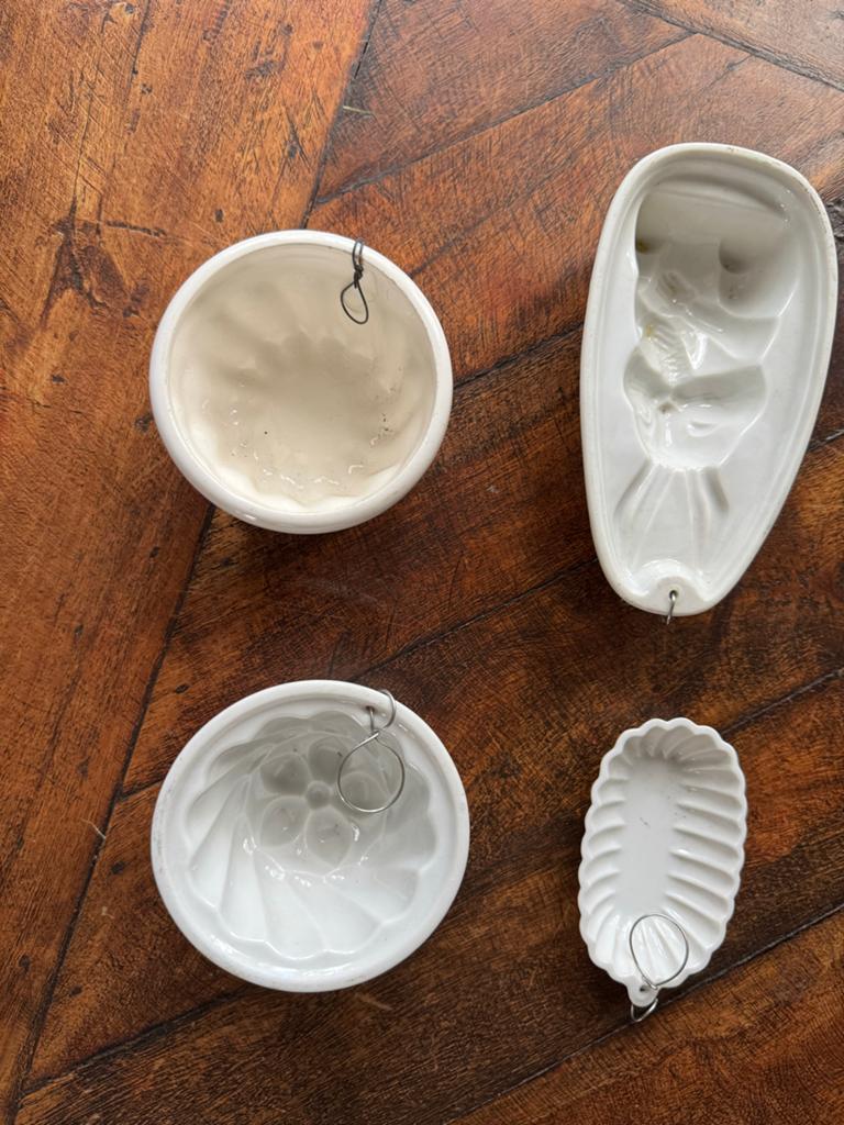Set van 4 vintage puddingvormen, keramiek, wit, Ophalen of Verzenden