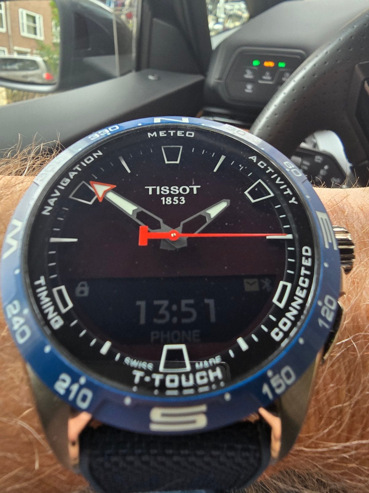 Tissot T-Touch Connect Solar 47.5mm Smartwatch, Ophalen, Blauw, Tissot, Waterdicht