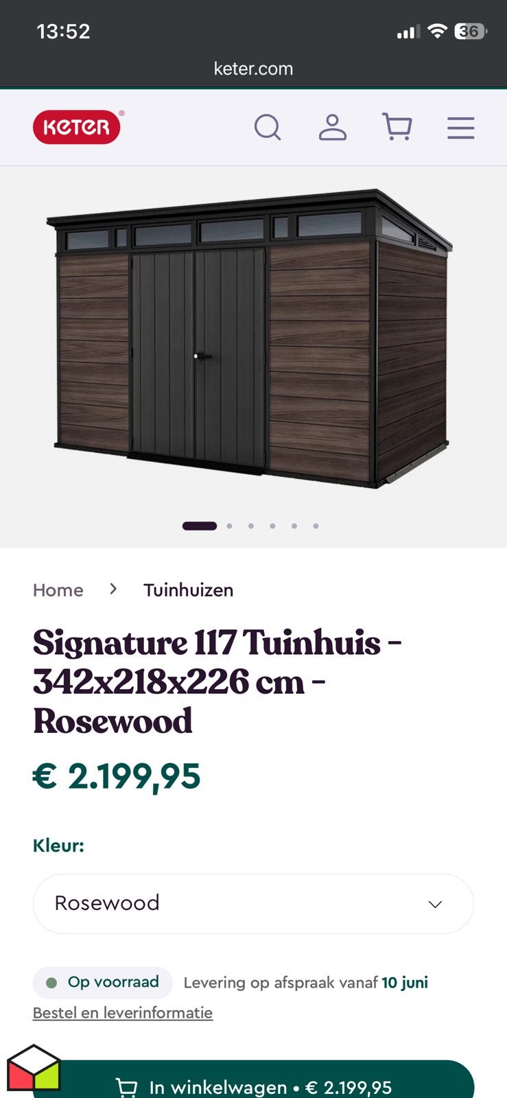 Keter Signature 117 Tuinhuis Rosewood - Nieuw in verpakking, Ophalen, Kunststof, 200 tot 400 cm, Tuinhuis