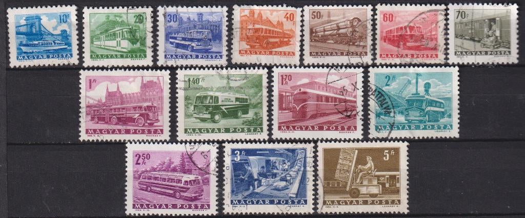 Hongarije 1964 Transport Rondvaartboot Tram Auto bus Trein, Verzenden, Gestempeld, Auto's