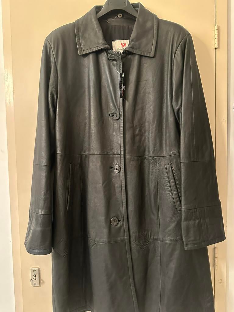 Leren lange heren jas, Kleding | Heren, Jassen | Winter, Ophalen of Verzenden, Zo goed als nieuw, Maat 56/58 (XL), Zwart
