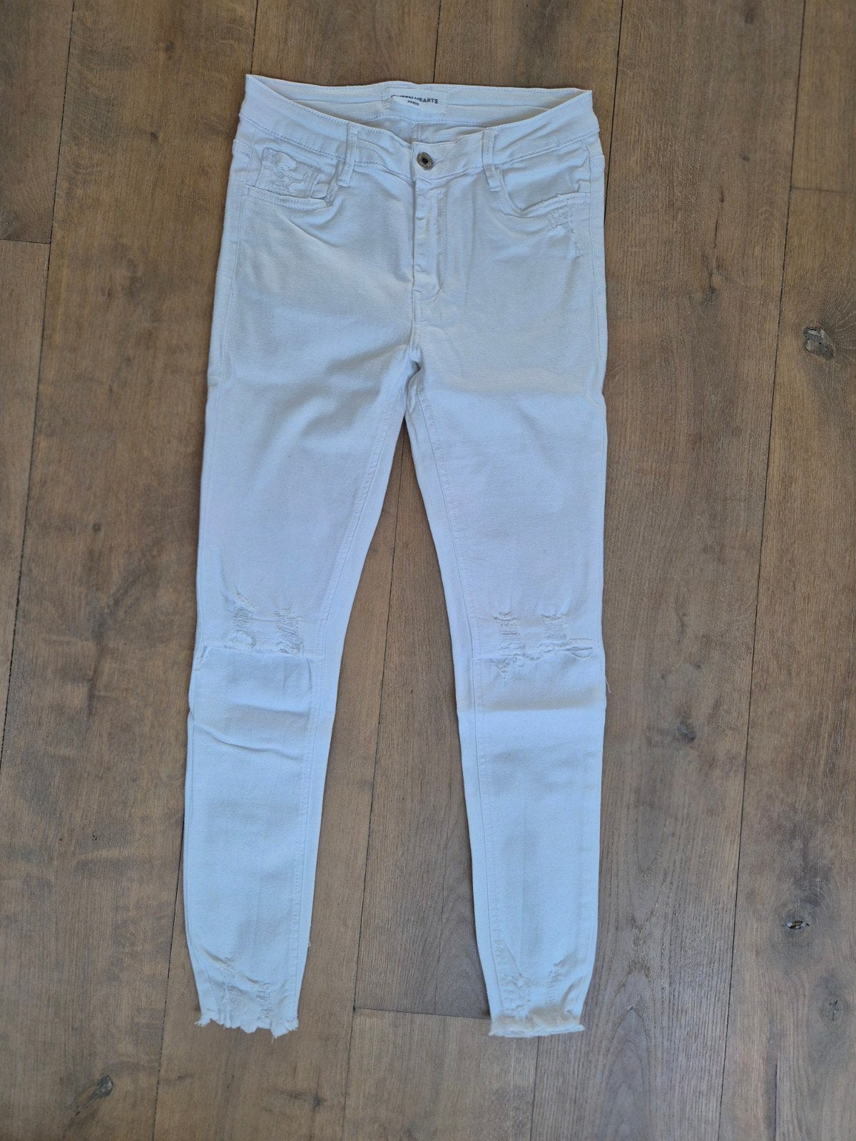 Queen Hearts witte lange broek, maat M, Maat 38/40 (M), Wit, Ophalen of Verzenden, Zo goed als nieuw