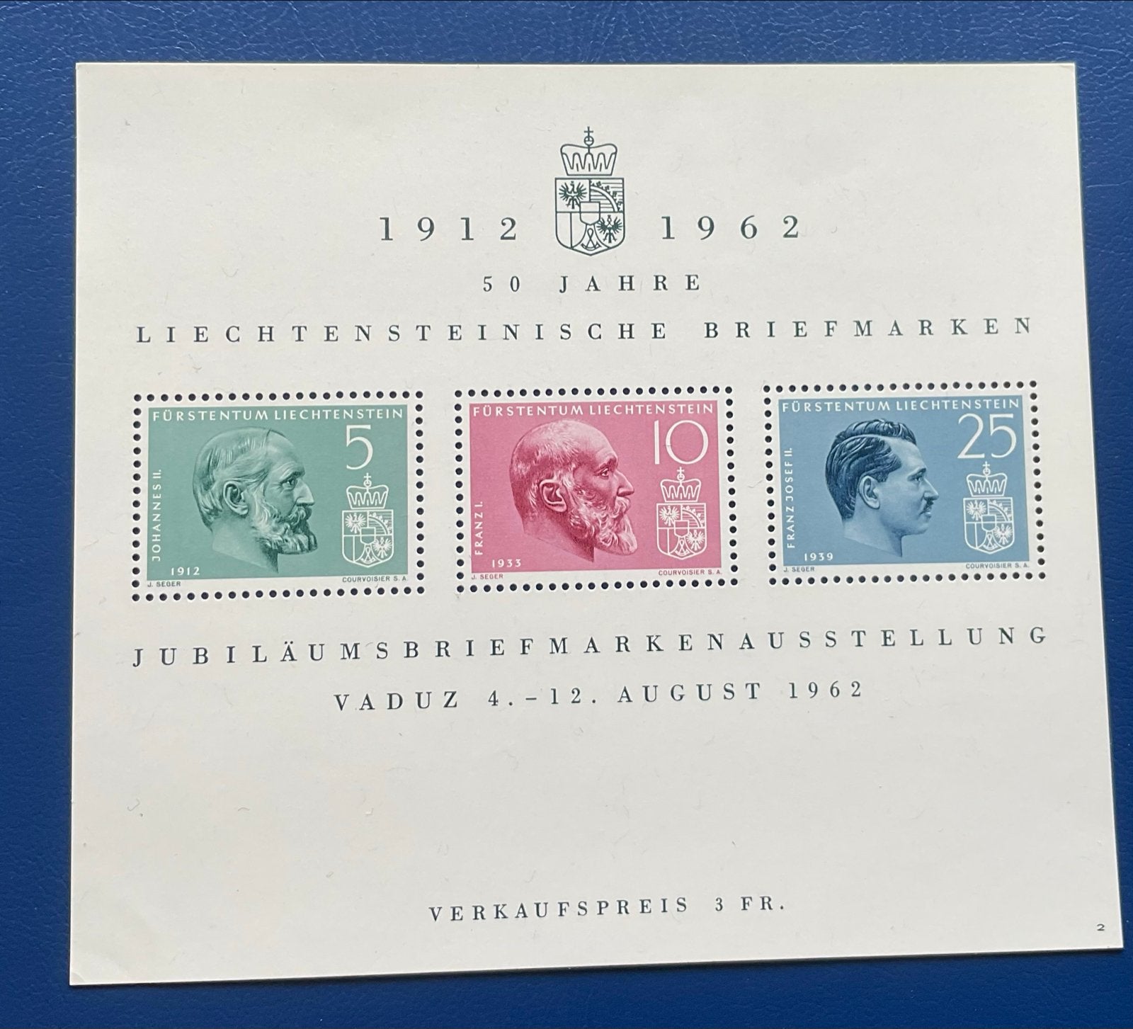 Liechtenstein Souvenirblok 1962 - 50 Jaar Postzegels, Verzenden, Overige landen, Postfris