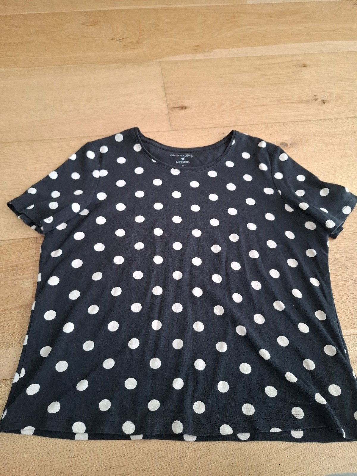 Christian Berg T-shirt met stippen, maat 46, Zwart, Maat 46/48 (XL) of groter, Ophalen of Verzenden, Korte mouw