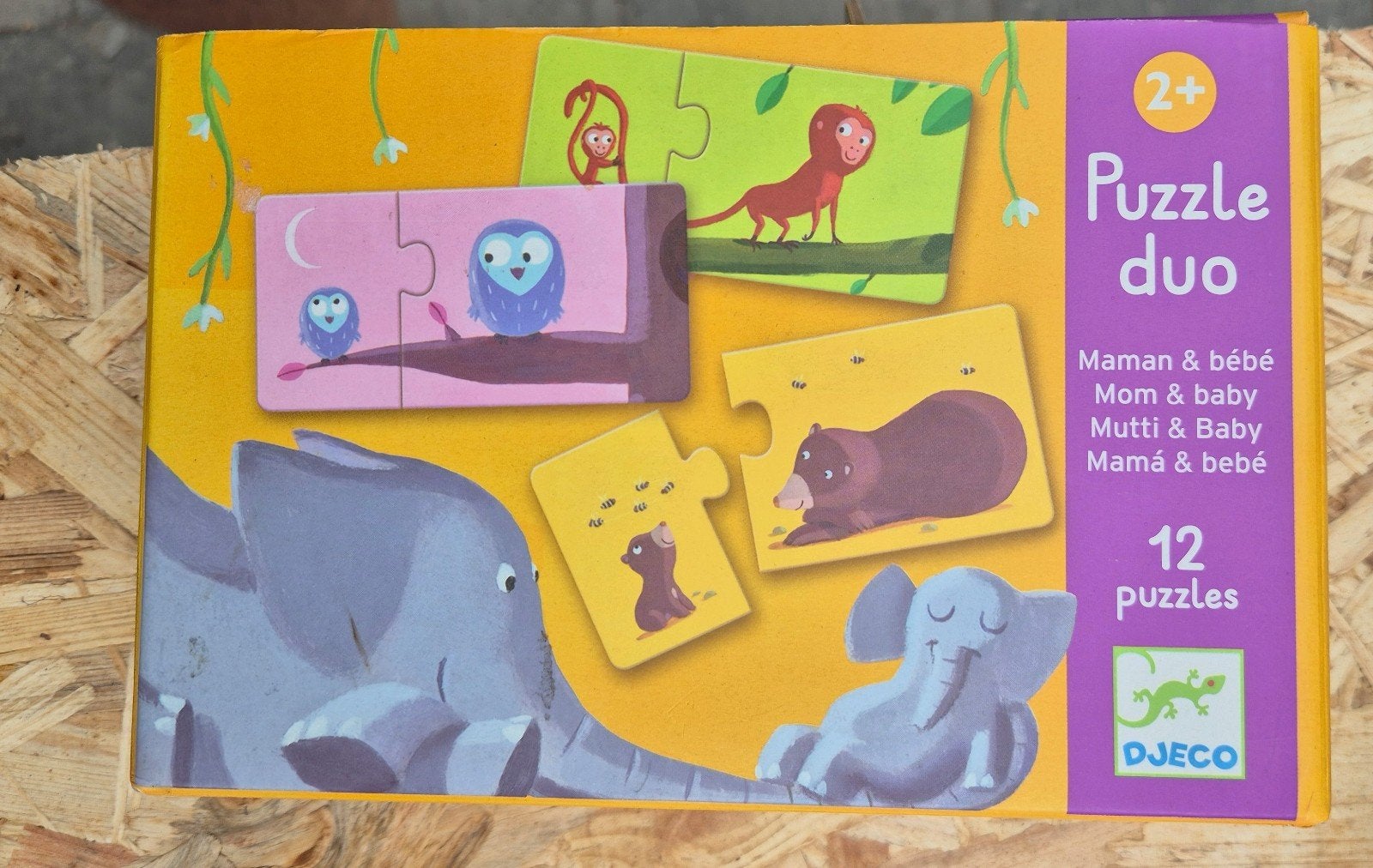 Djeco Puzzle Duo: Mama & Baby Dierenpuzzels (12 stuks), Ophalen of Verzenden, 10 tot 50 stukjes, Nieuw, 2 tot 4 jaar