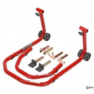 2-in-1 Motorfiets paddockstand voor en achter Powerplus, Ophalen