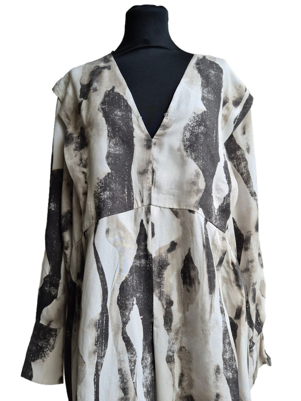 H&M Trend lange jurk met print, H&M, Beige, Maat 42/44 (L), Nieuw