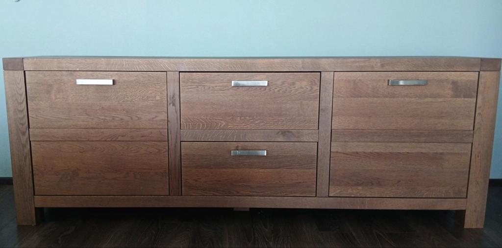 Massief Eiken Dressoir  _ Honey Oaked,, Ophalen, Met deur(en), Eikenhout, Zo goed als nieuw