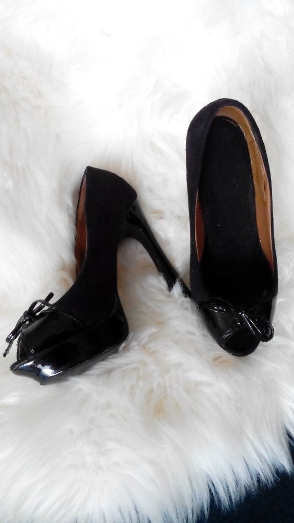 Prachtige zwarte pumps peeptoe maat 35.5 - 36, Pumps, Zwart, Ophalen of Verzenden, Zo goed als nieuw