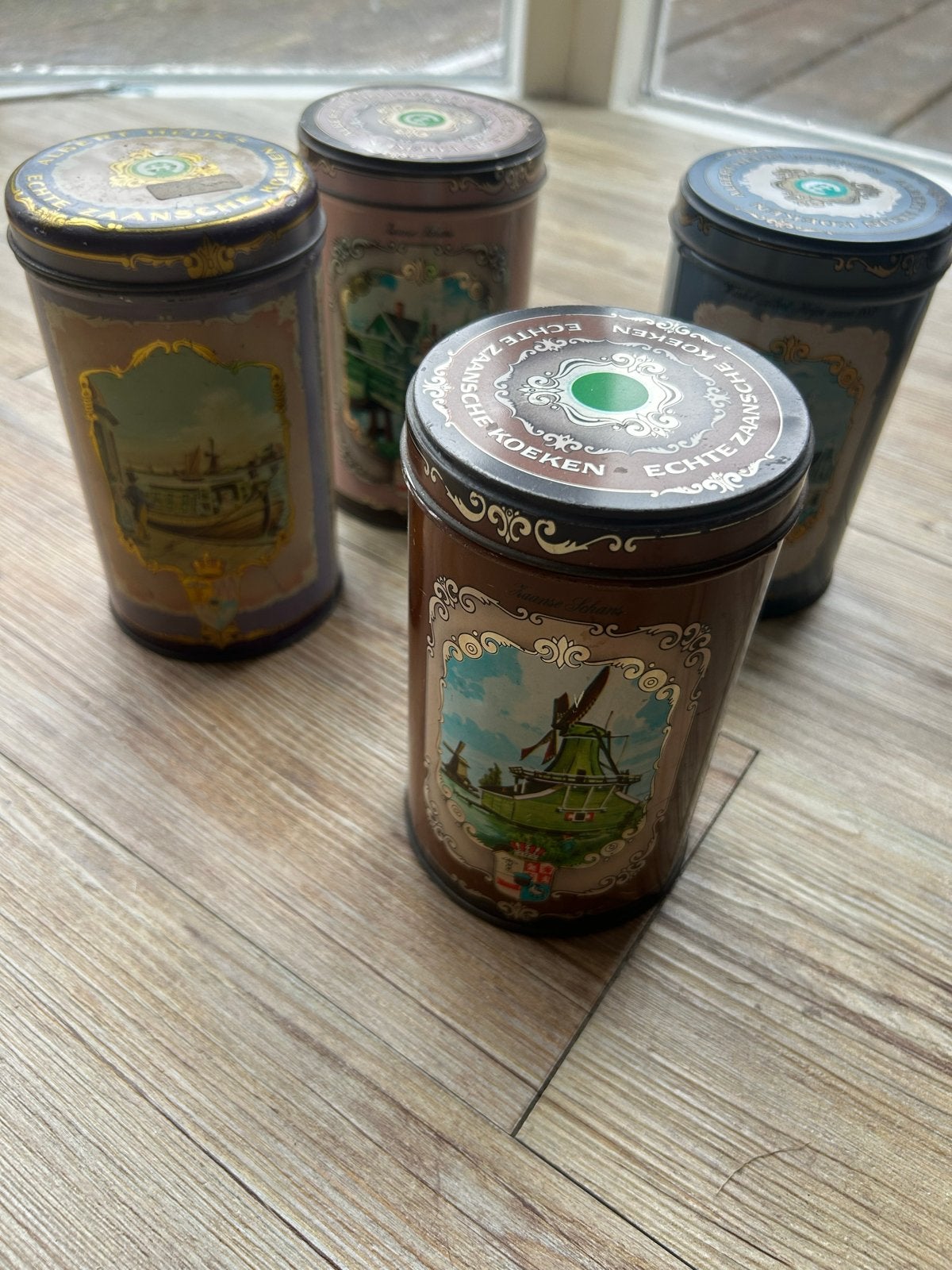 Set van 4 vintage Albert Heijn koekblikken, Ophalen of Verzenden