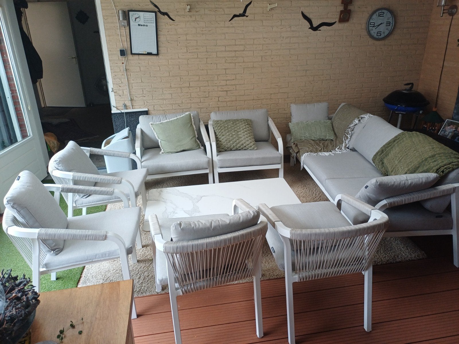 Luxe loungeset met 8 zitplaatsen en salontafel, Tuin en Terras, Tuinsets en Loungesets, Ophalen