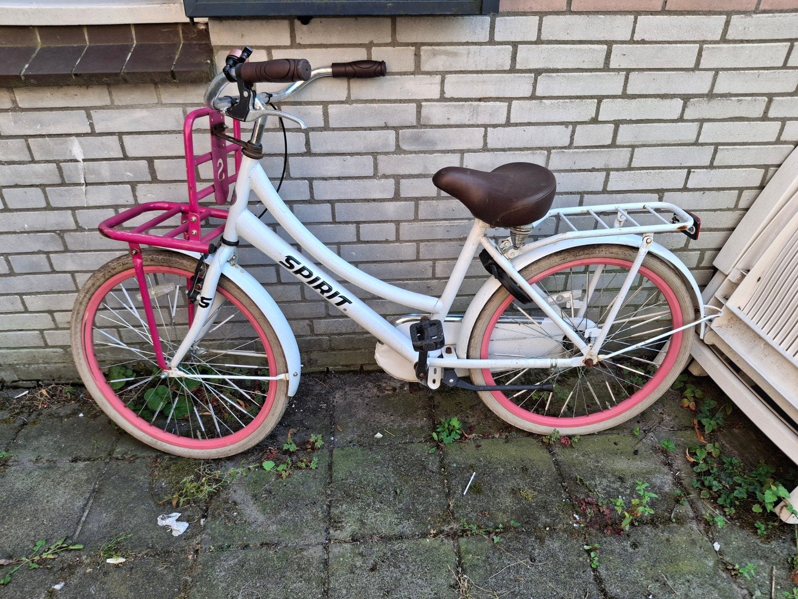 Spirit meisjesfiets 24 inch - Wit/Roze, Ophalen, Terugtraprem, Spirit, Gebruikt