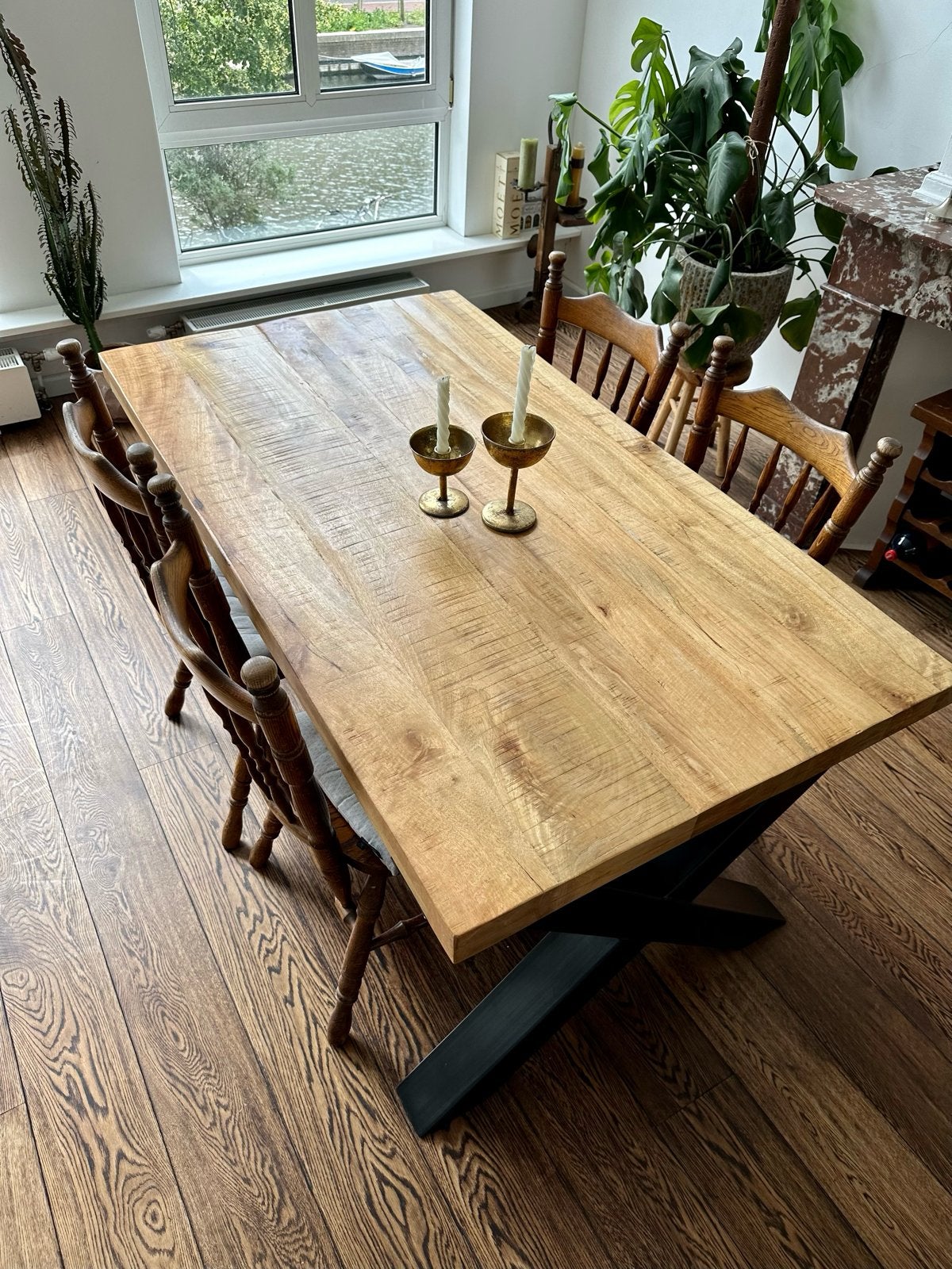 Eettafel mangohout 160 X 90, Huis en Inrichting, Tafels | Eettafels, Ophalen, Gebruikt, 50 tot 100 cm, 150 tot 200 cm