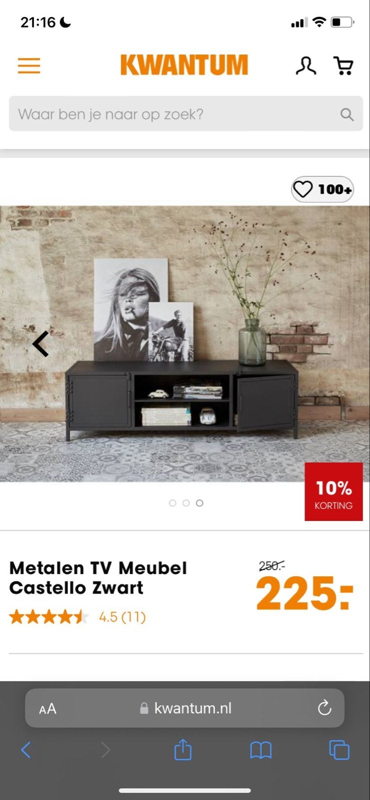Tv meubel, Huis en Inrichting, Ophalen, 100 tot 150 cm, Zo goed als nieuw, Minder dan 100 cm